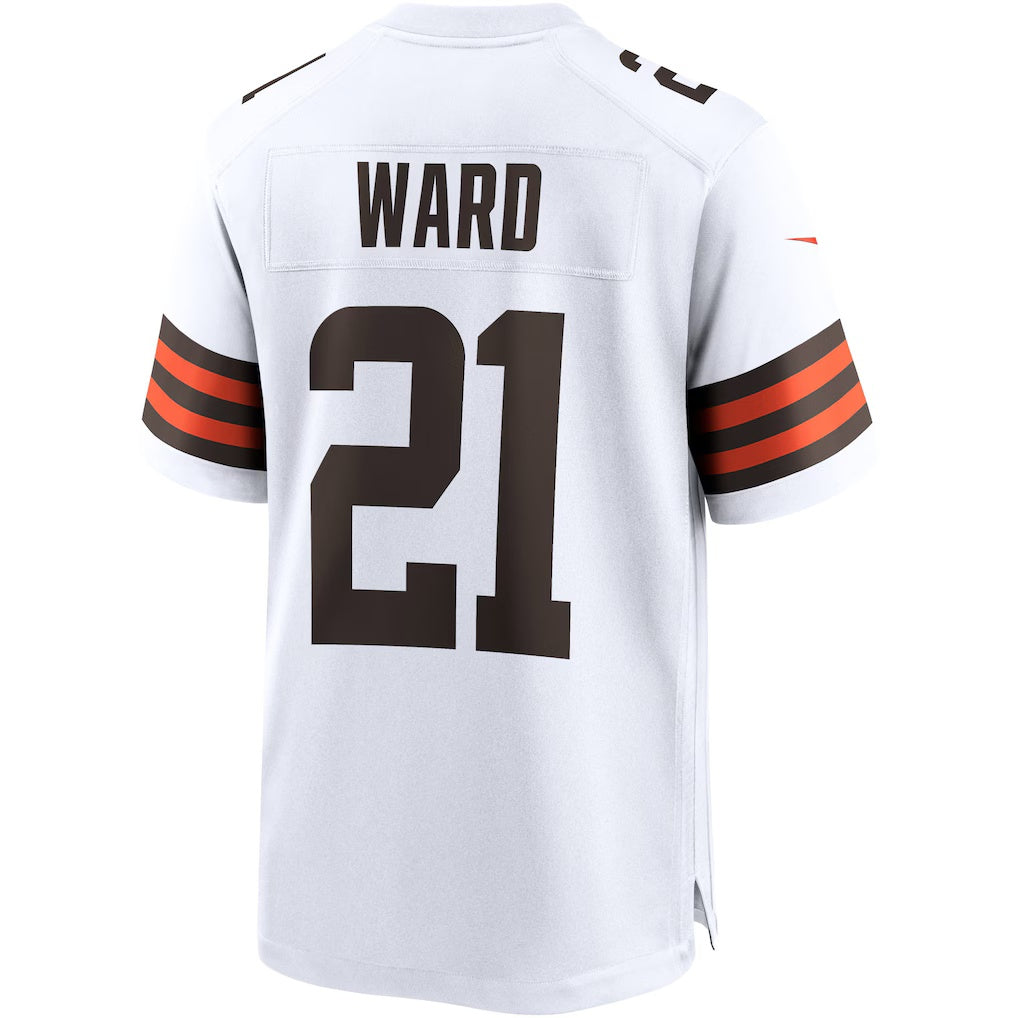 Punc C.Browns #21 Denzel Ward White Game Stitched Jerseys