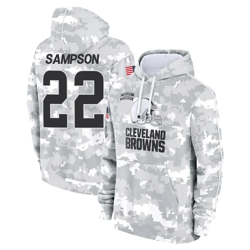 Punc C.Browns #22 Dylan Sampson Player Arctic Camo Salute to Service Hoodies Limited Game Stitched Jerseys