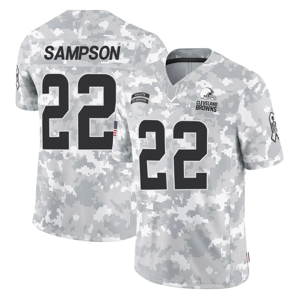 Punc C.Browns #22 Dylan Sampson Player Arctic Camo Salute to Service Limited Home Game Stitched Jerseys