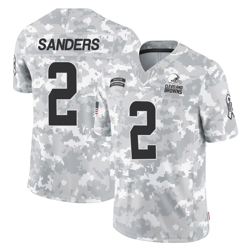 Punc C.Browns #2 Shedeur Sanders Player Arctic Camo Salute to Service Limited Home Game Stitched Jerseys