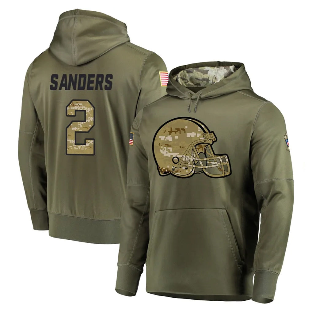 Punc C.Browns #2 Shedeur Sanders Player Olive Salute to Service Pullover Hoodies Home Game Stitched Jerseys