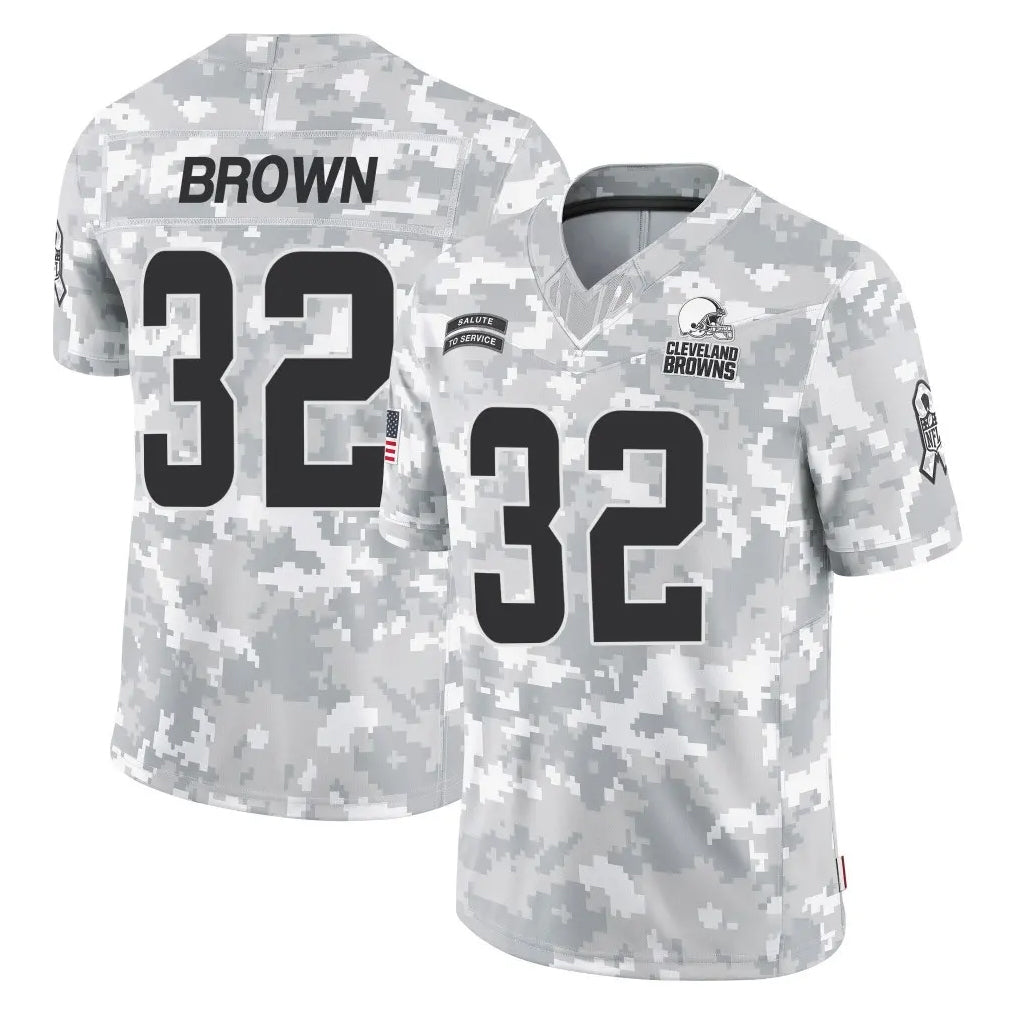 Punc C.Browns #32 Jim Brown Player Arctic Camo Salute to Service Limited Home Game Stitched Jerseys
