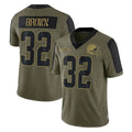 Punc C.Browns #32 Jim Brown Player Olive Salute to Service Limited Home Game Stitched Jerseys