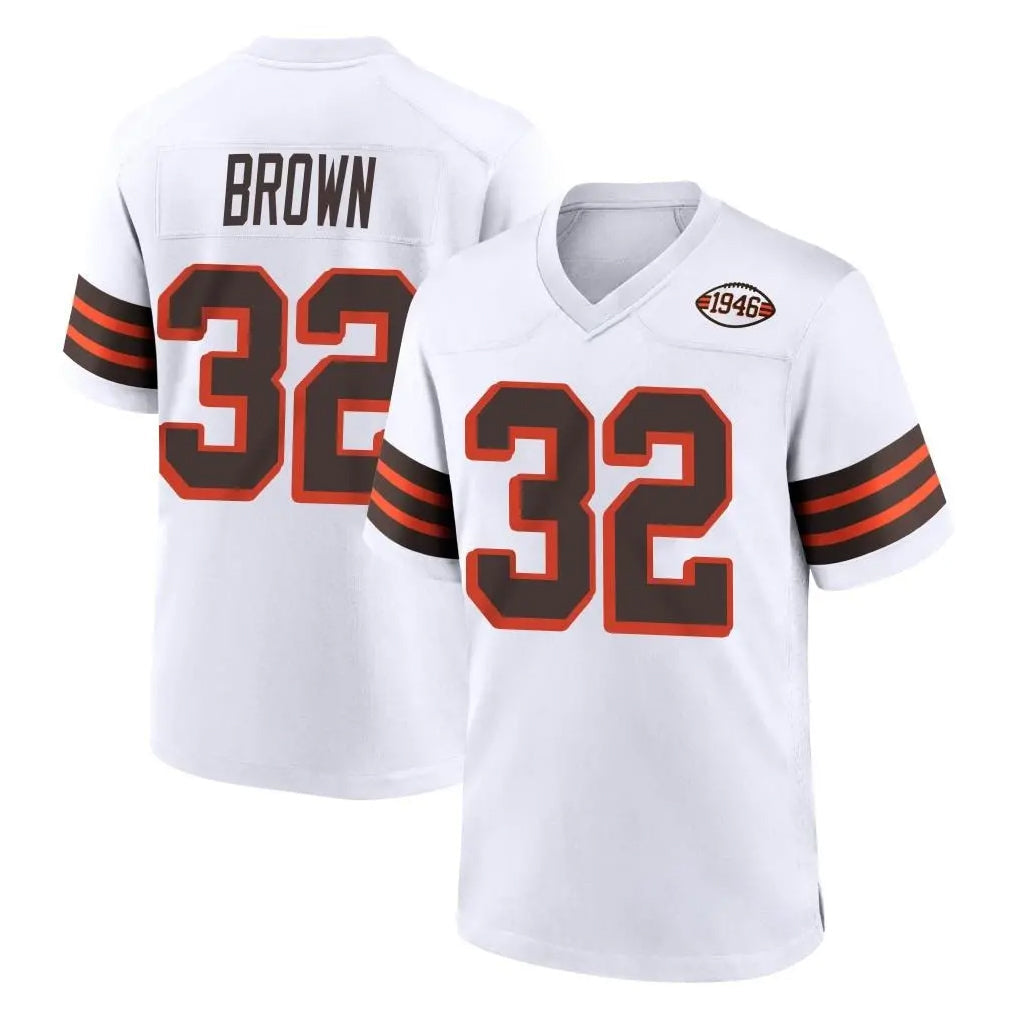 Punc C.Browns #32 Jim Brown Player White Alternate Home Game Stitched Jerseys