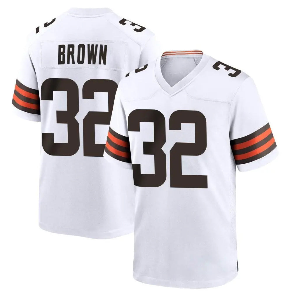 Punc C.Browns #32 Jim Brown Player White Home Game Stitched Jerseys