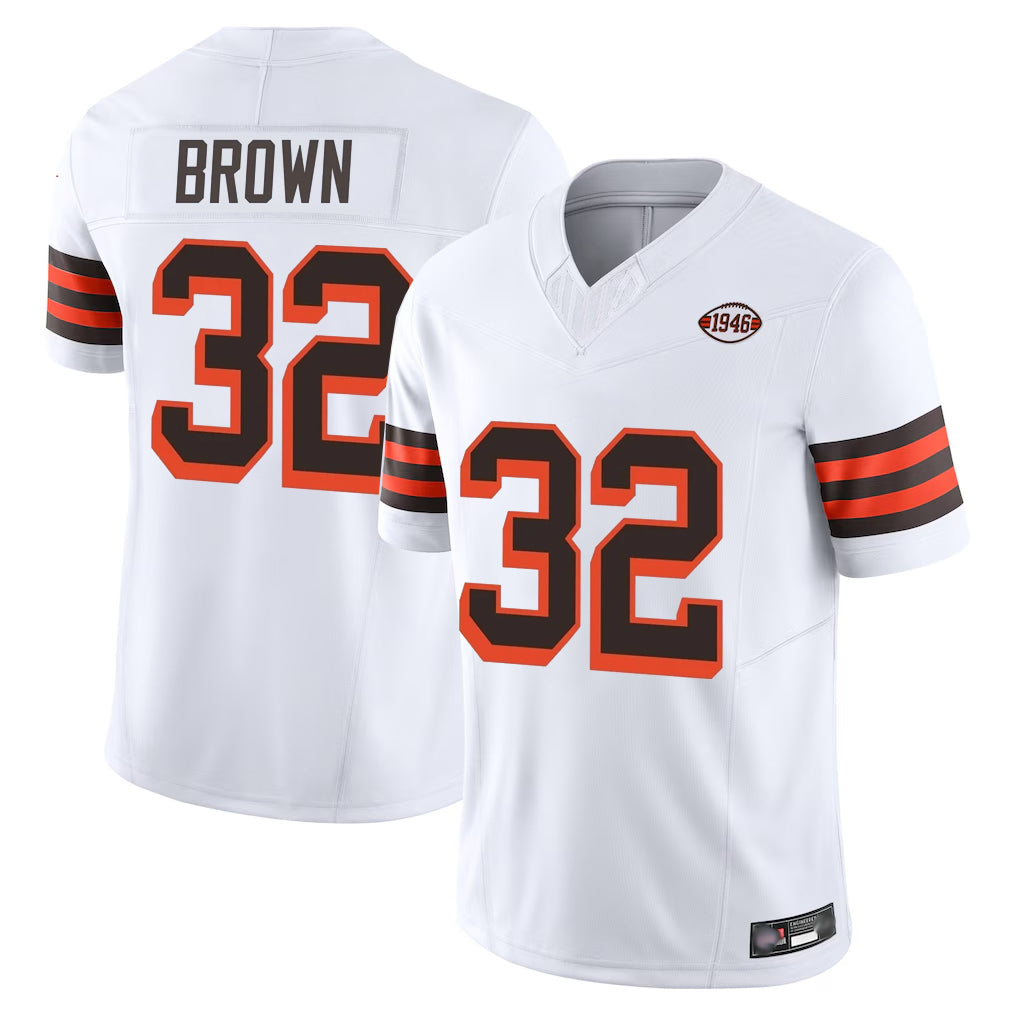 Punc C.Browns #32 Jim Brown Player White Limited Vapor F.U.S.E. Alternate Game Stitched Jerseys