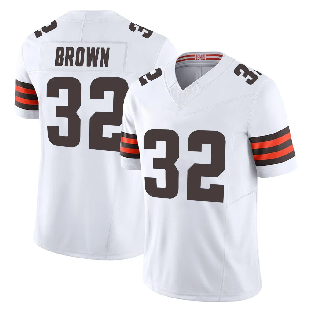 Punc C.Browns #32 Jim Brown Player White Vapor F.U.S.E. Limited Home Game Stitched Jerseys
