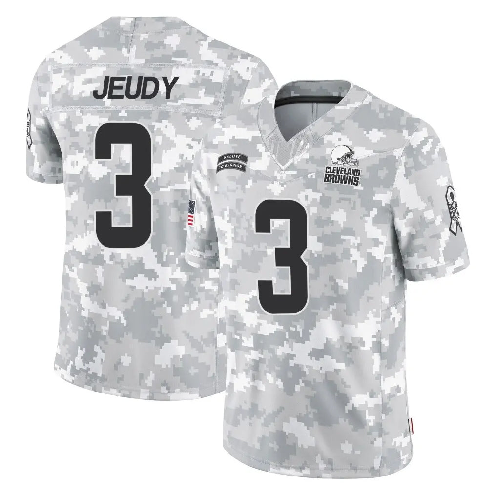 Punc C.Browns #3 Jerry Jeudy Player Arctic Camo Salute to Service Limited Home Game Stitched Jerseys