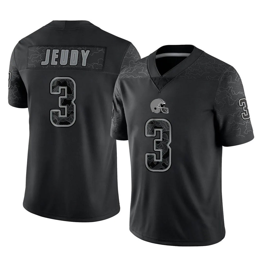 PuncC.Browns #3 Jerry Jeudy Player Black RFLCTV Limited Stitched Jerseys