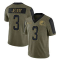Punc C.Browns #3 Jerry Jeudy Player Olive Salute to Service Limited Home Game Stitched Jerseys