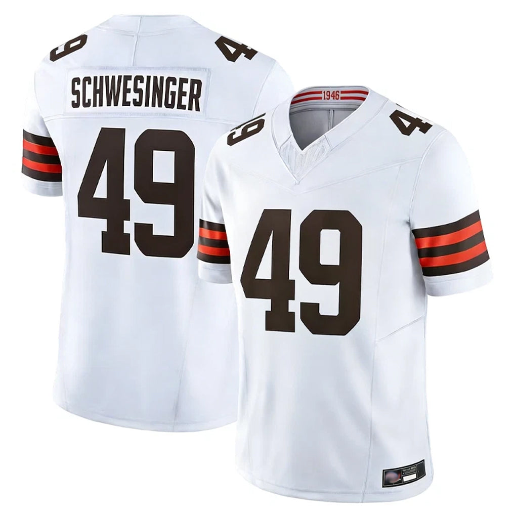 Punc C.Browns #49 Carson Schwesinger Player White Vapor F.U.S.E. Limited Home Game Stitched Jerseys
