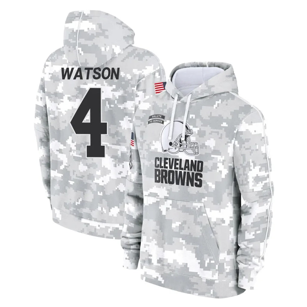 Punc C.Browns #4 Deshaun Watson Player Arctic Camo Salute to Service Hoodies Limited Game Stitched Jerseys