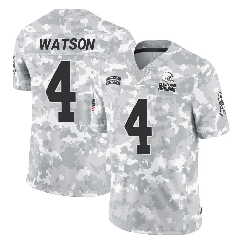 Punc C.Browns #4 Deshaun Watson Player Arctic Camo Salute to Service Limited Home Game Stitched Jerseys