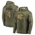 Punc C.Browns #4 Deshaun Watson Player Olive Salute to Service Pullover Hoodies Home Game Stitched Jerseys