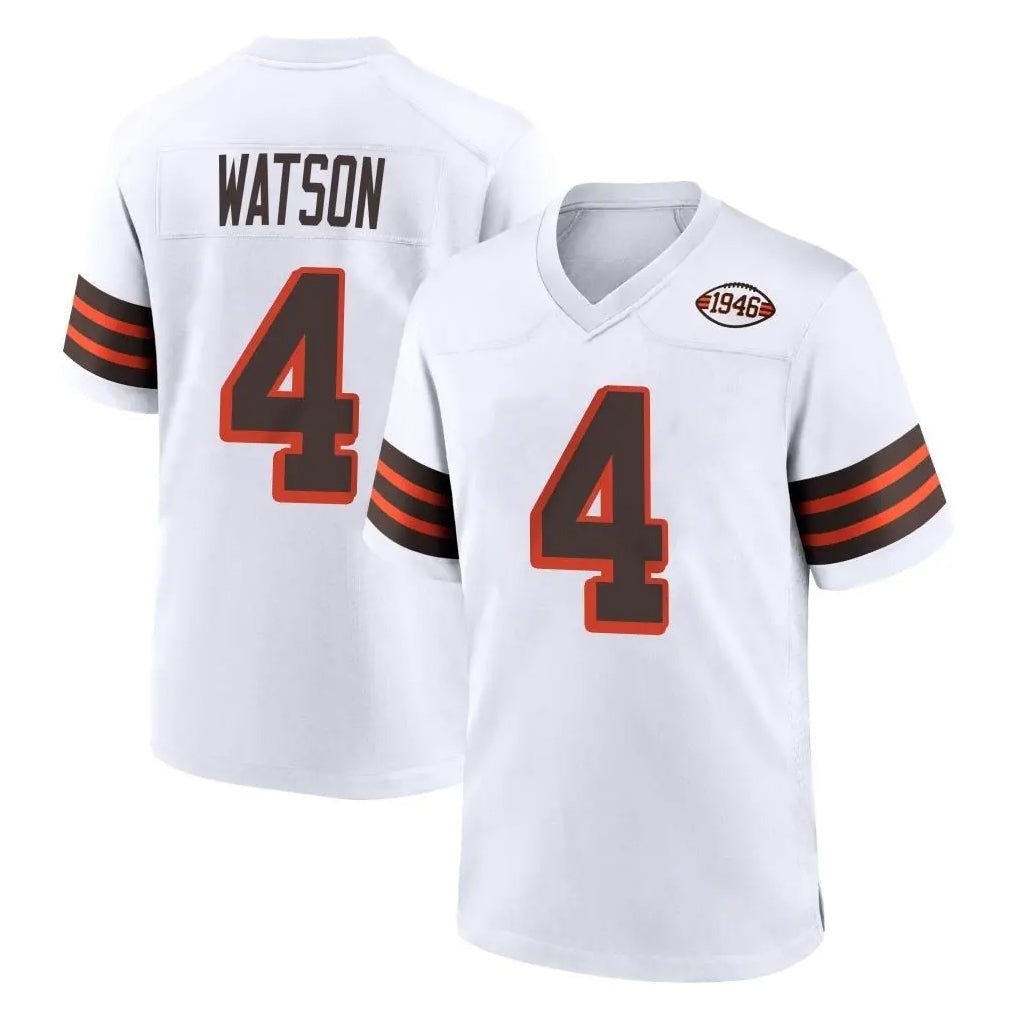 Punc C.Browns #4 Deshaun Watson Player White Alternate Home Game Stitched Jerseys