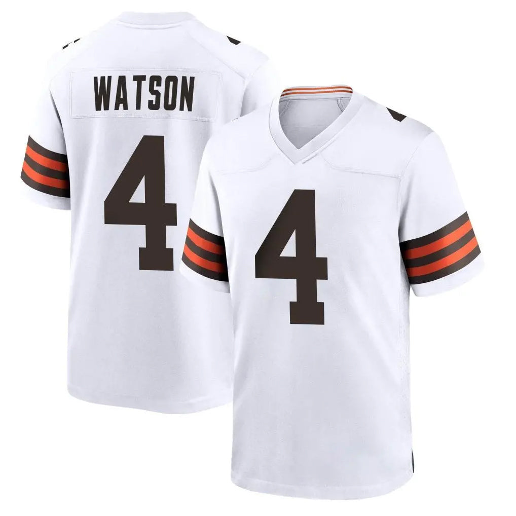 Punc C.Browns #4 Deshaun Watson Player White Home Game Stitched Jerseys