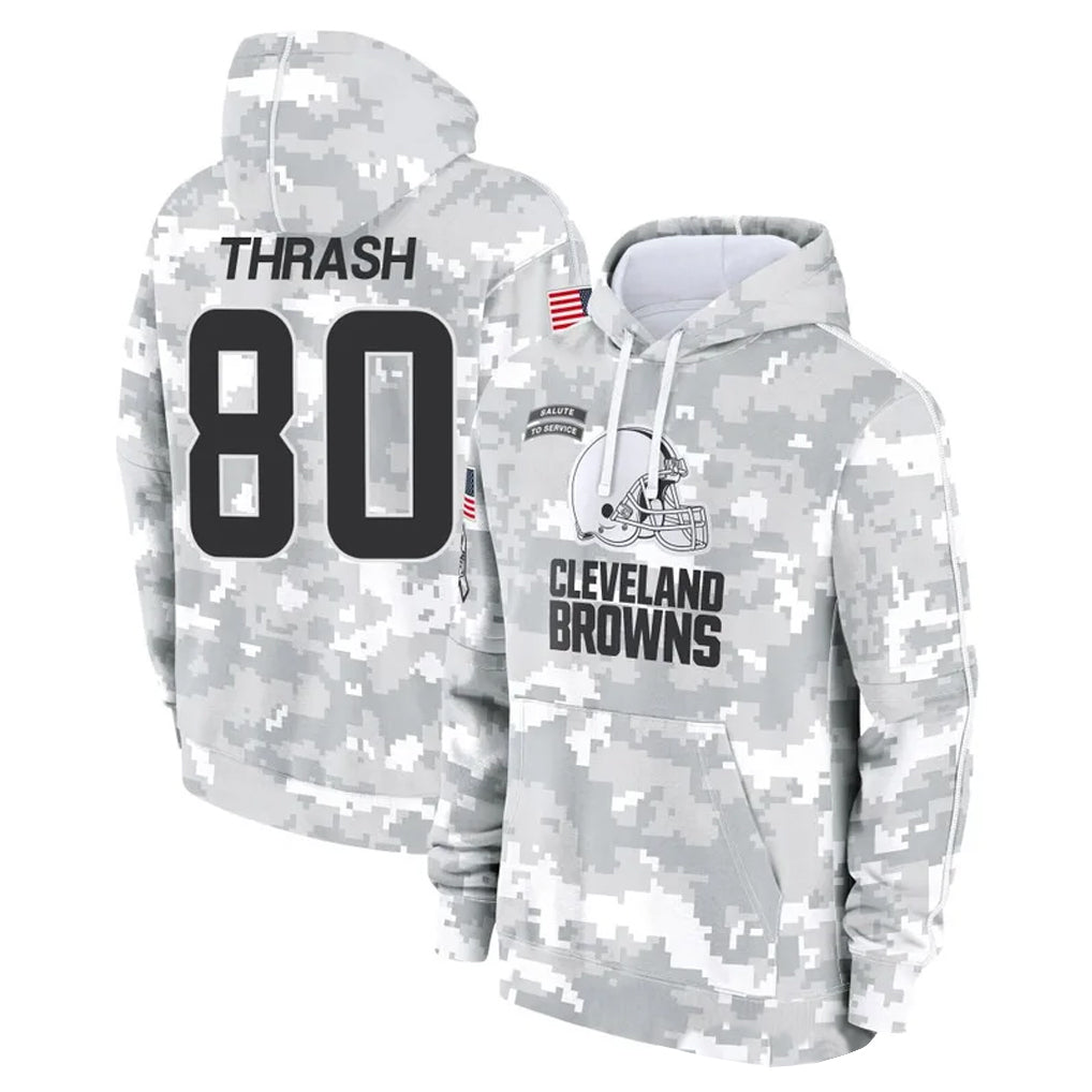 Punc C.Browns #80 Jamari Thrash Player Arctic Camo Salute to Service Hoodies Limited Game Stitched Jerseys
