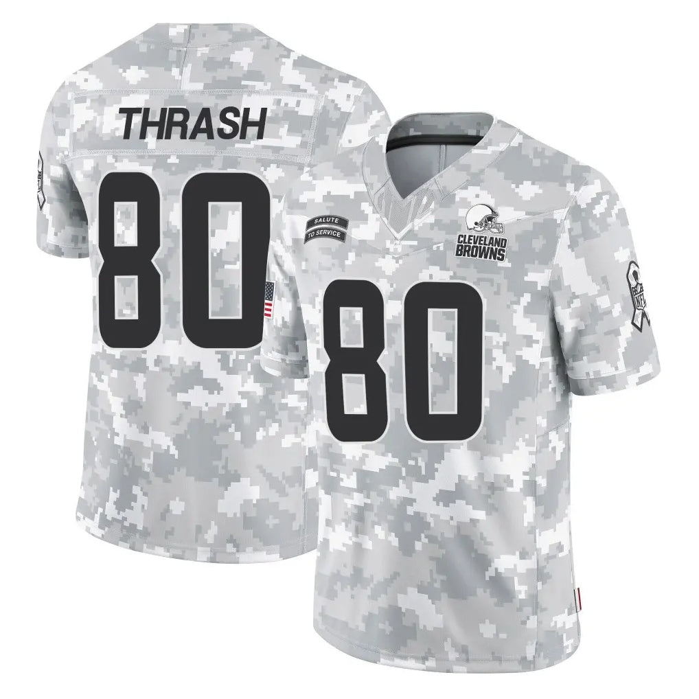 Punc C.Browns #80 Jamari Thrash Player Arctic Camo Salute to Service Limited Home Game Stitched Jerseys