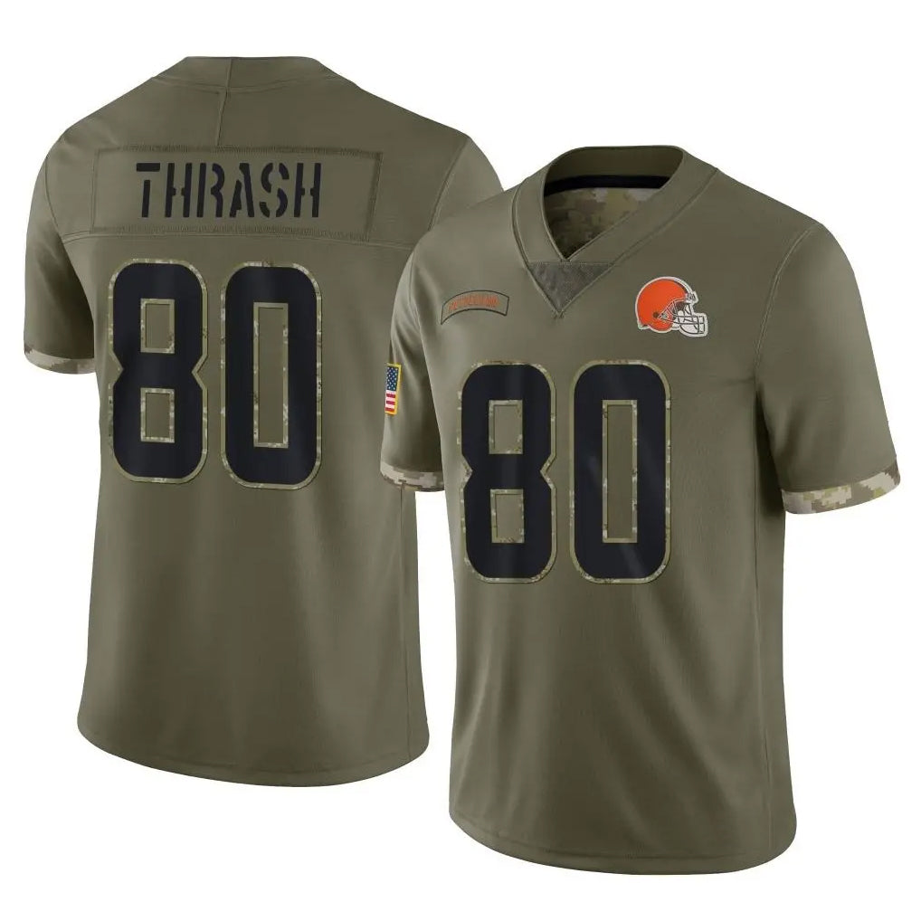 Punc C.Browns #80 Jamari Thrash Player Olive Salute to Service Limited Game Stitched Jerseys