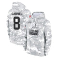 Punc C.Browns #8 Dillon Gabriel Player Arctic Camo Salute to Service Hoodies Limited Game Stitched Jerseys