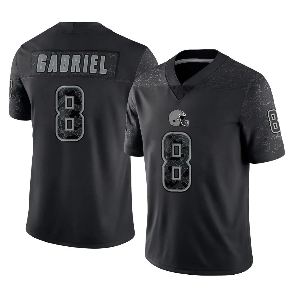 Punc C.Browns #8 Dillon Gabriel Player Black Reflective Home Game Stitched Jerseys