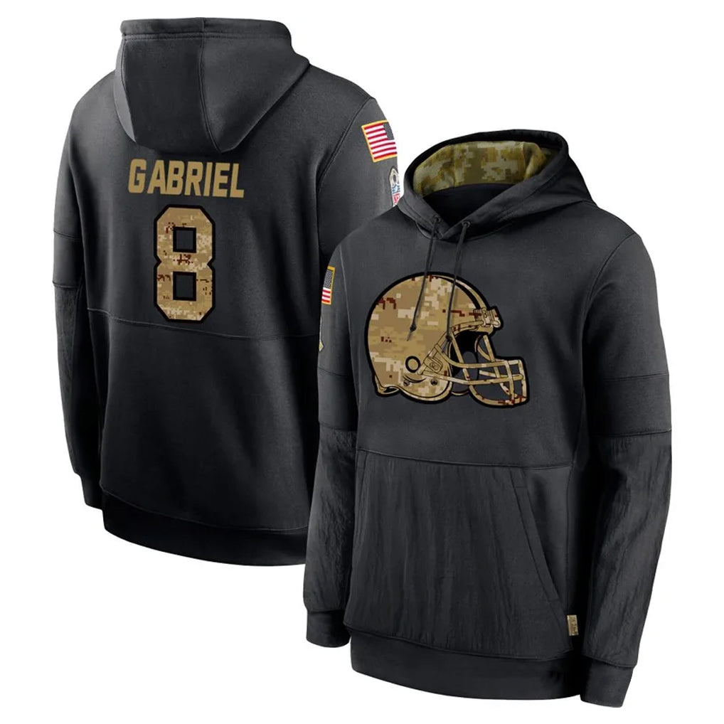 Punc C.Browns #8 Dillon Gabriel Player Black Salute to Service Pullover Hoodies Limited Stitched Jerseys