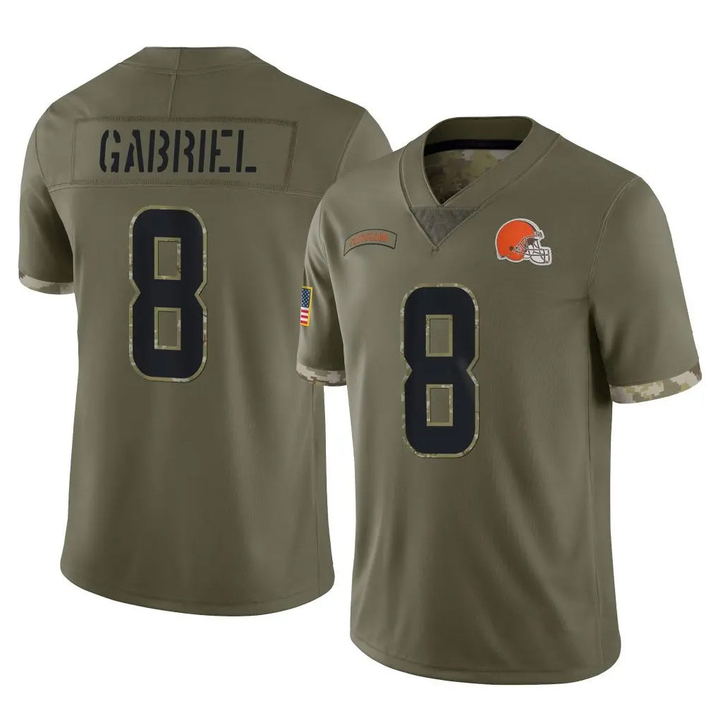 Punc C.Browns #8 Dillon Gabriel Player Olive Salute to Service Limited Game Stitched Jerseys
