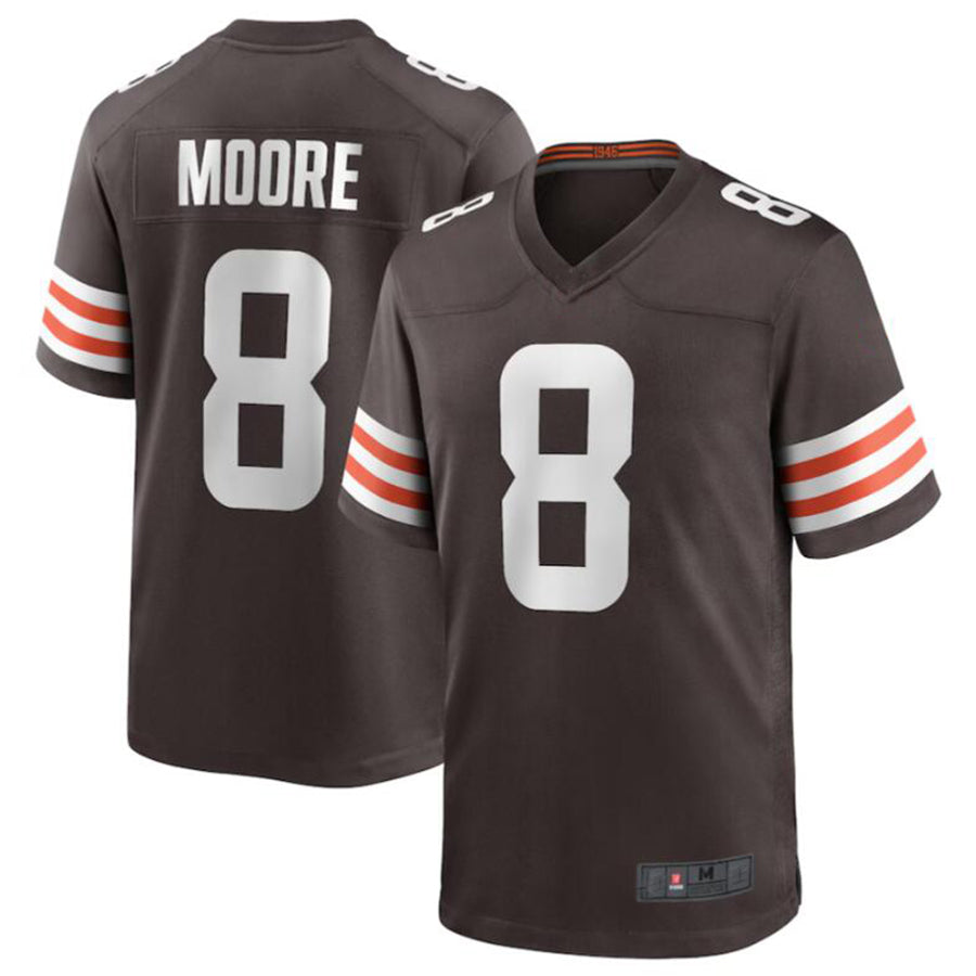 Punc C.Browns #8 Elijah Moore Brown Game Retired Player Jersey American Stitched Jerseys