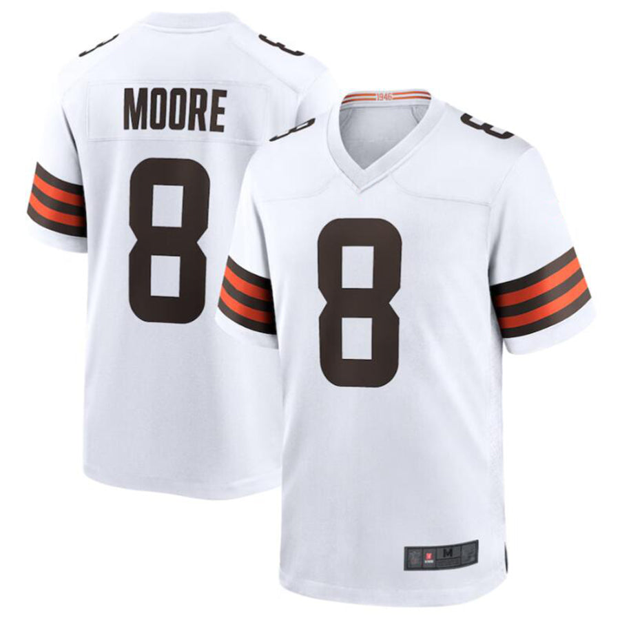 Punc C.Browns #8 Elijah Moore White Game Retired Player Jersey American Stitched  Jerseys