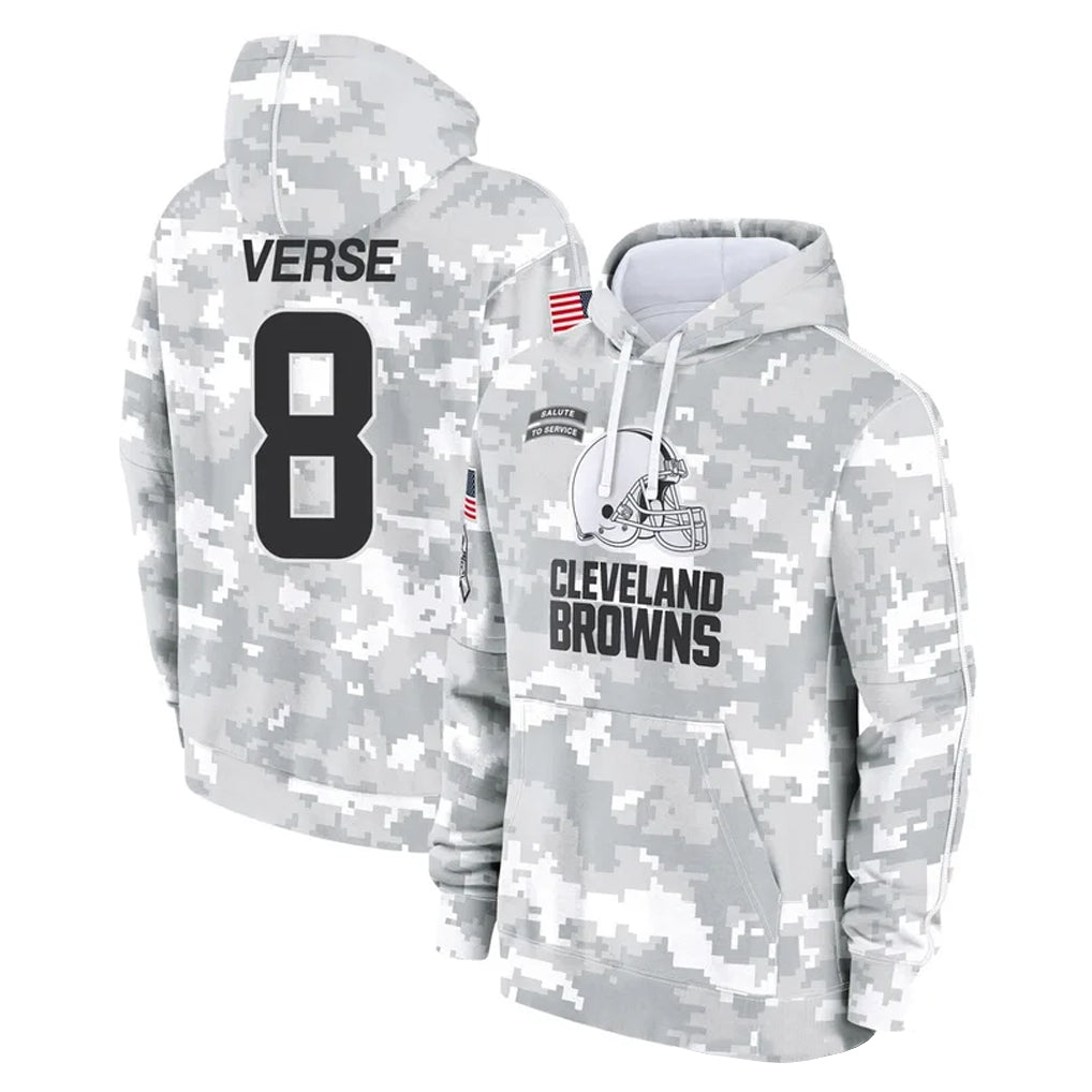 Punc C.Browns #8 Jared Verse Player Arctic Camo Salute to Service Hoodies Limited Game Stitched Jerseys