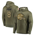 Punc C.Browns #8 Jared Verse Player Olive Salute to Service Pullover Hoodies Home Game Stitched Jerseys