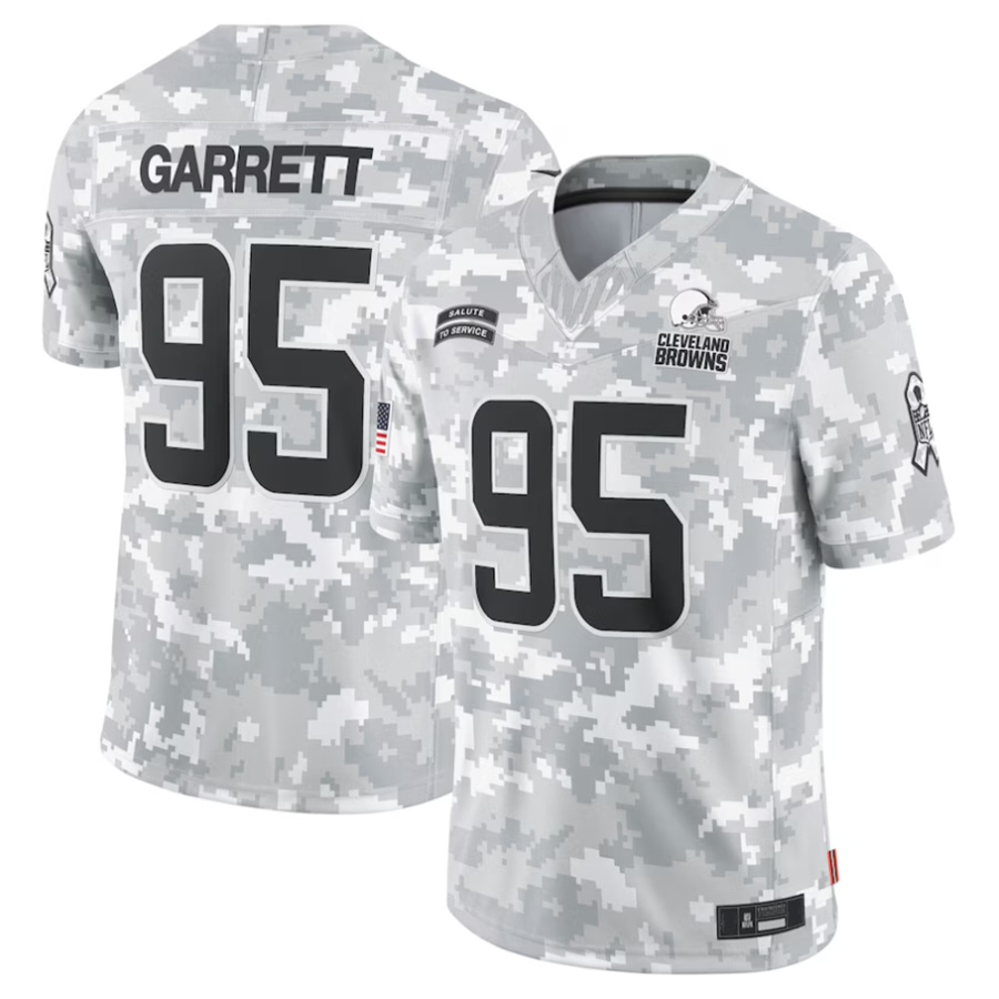 PuncC.Browns #95 Myles Garrett Player Arctic Camo Salute to Service Limited Stitched Jerseys