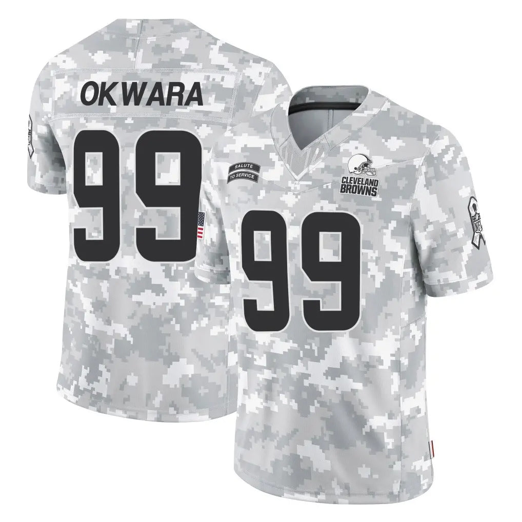 Punc C.Browns #99 Julian Okwara Player Arctic Camo Salute to Service Limited Home Game Stitched Jerseys