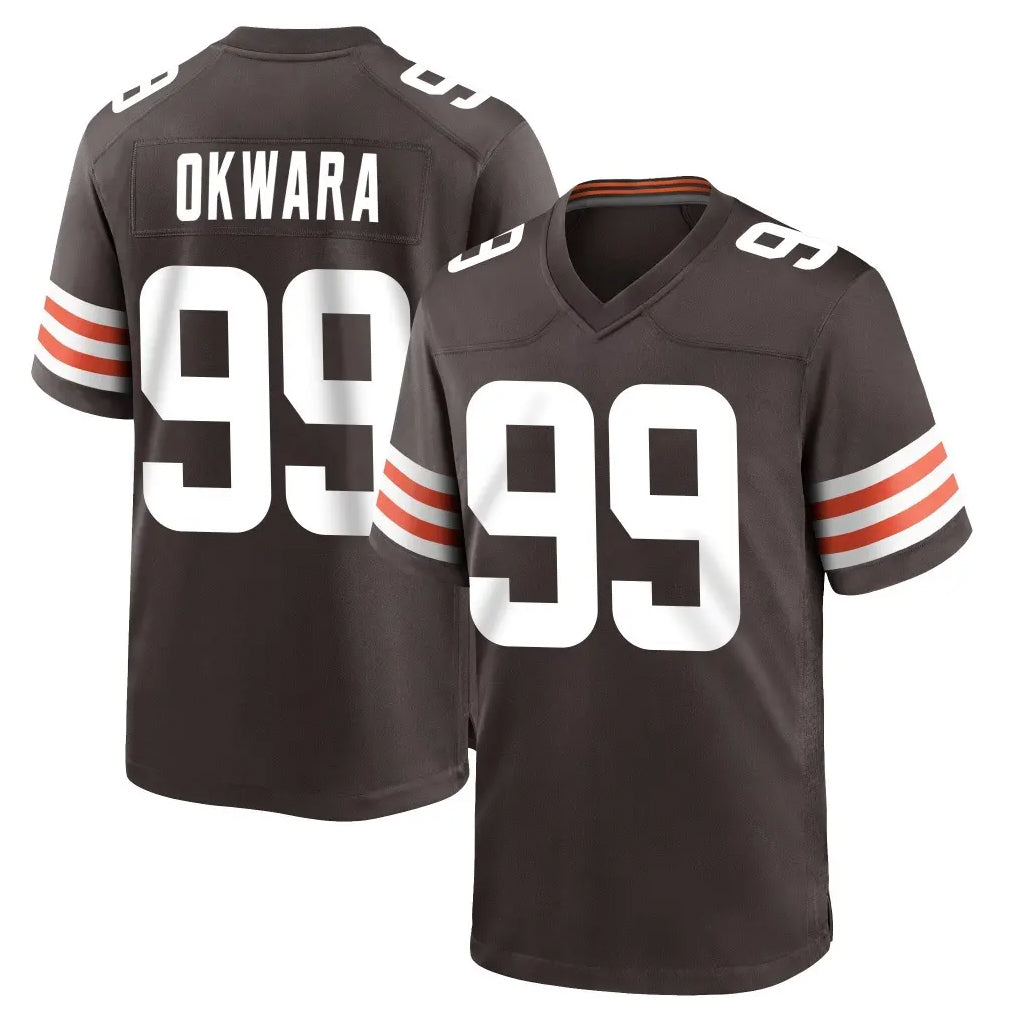 Punc C.Browns #99 Julian Okwara Player Brown Home Game Stitched Jerseys