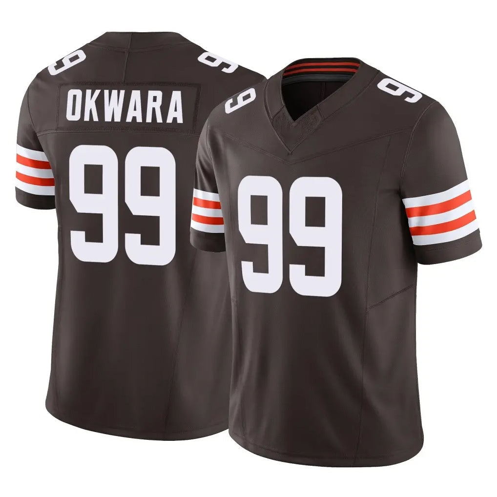 Punc C.Browns #99 Julian Okwara Player Brown Vapor F.U.S.E. Limited Home Game Stitched Jerseys