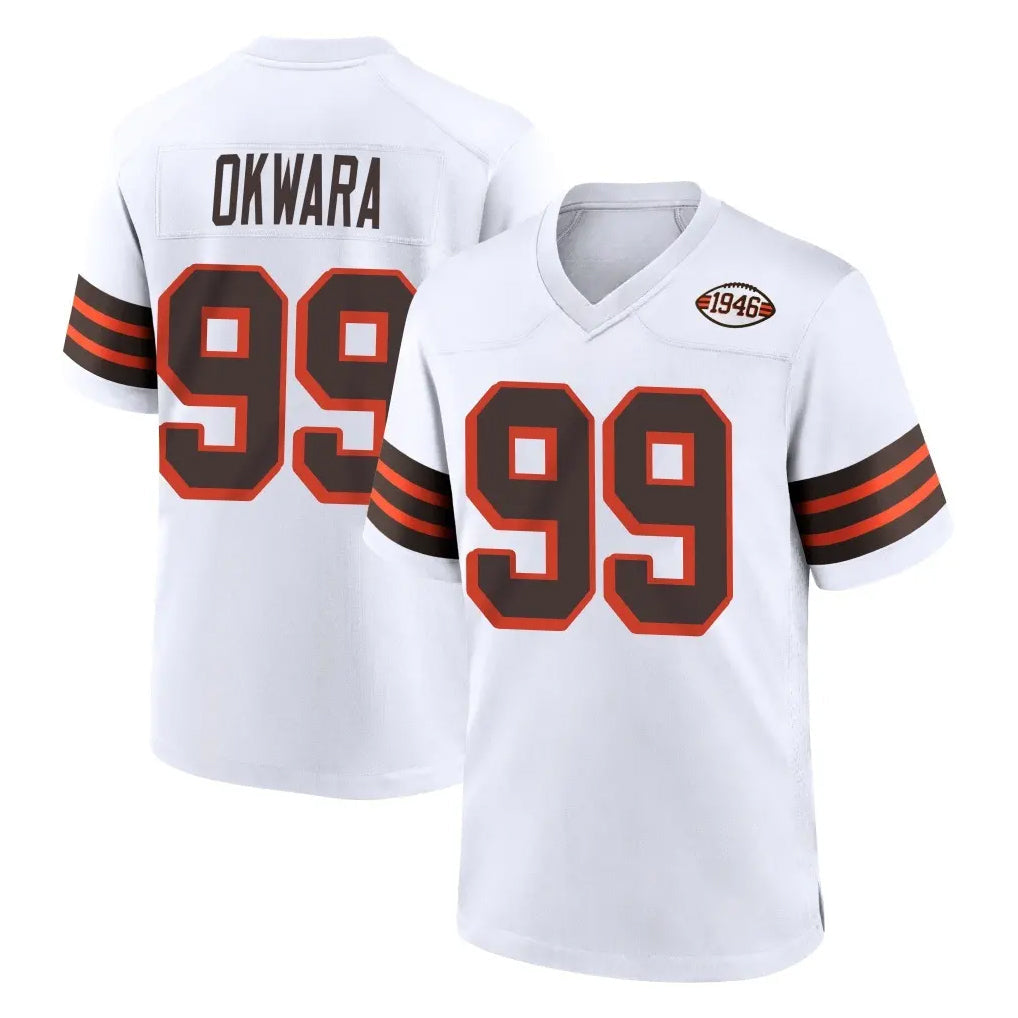 Punc C.Browns #99 Julian Okwara Player White Alternate Home Game Stitched Jerseys