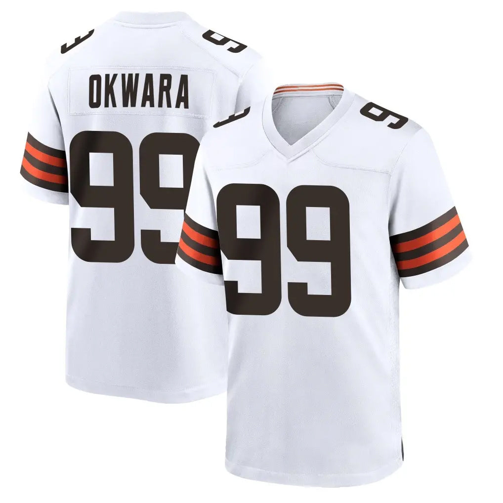 Punc C.Browns #99 Julian Okwara Player White Home Game Stitched Jerseys