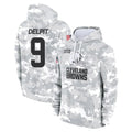 Punc C.Browns #9 Grant Delpit Player Arctic Camo Salute to Service Hoodies Limited Game Stitched Jerseys
