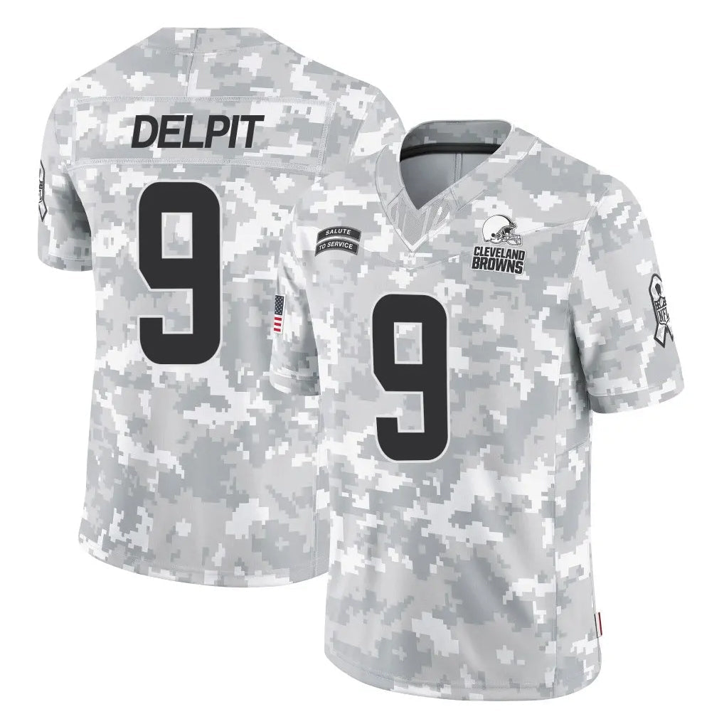 Punc C.Browns #9 Grant Delpit Player Arctic Camo Salute to Service Limited Home Game Stitched Jerseys