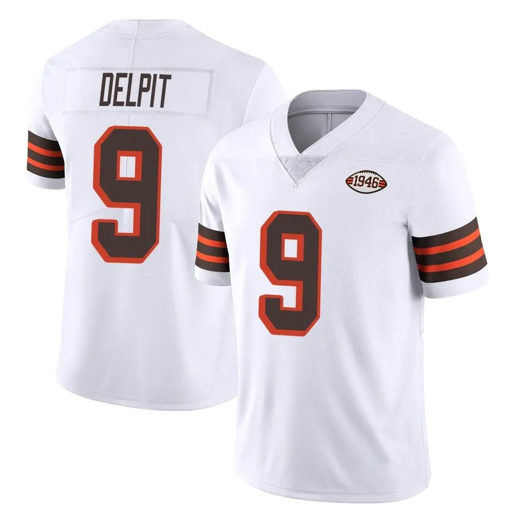 Punc C.Browns #9 Grant Delpit Player White Limited  Vapor 1946 Collection Alternate Game Stitched Jerseys