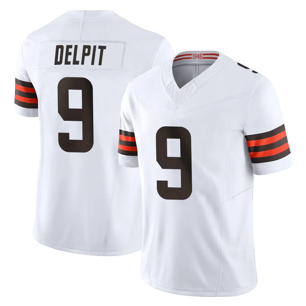 Punc C.Browns #9 Grant Delpit Player White Vapor F.U.S.E. Limited Home Game Stitched Jerseys