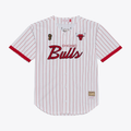 Punc C.Bulls Mitchell & Ness White Head Coach Pinstripe Mesh Full-Button Baseball Jerseys