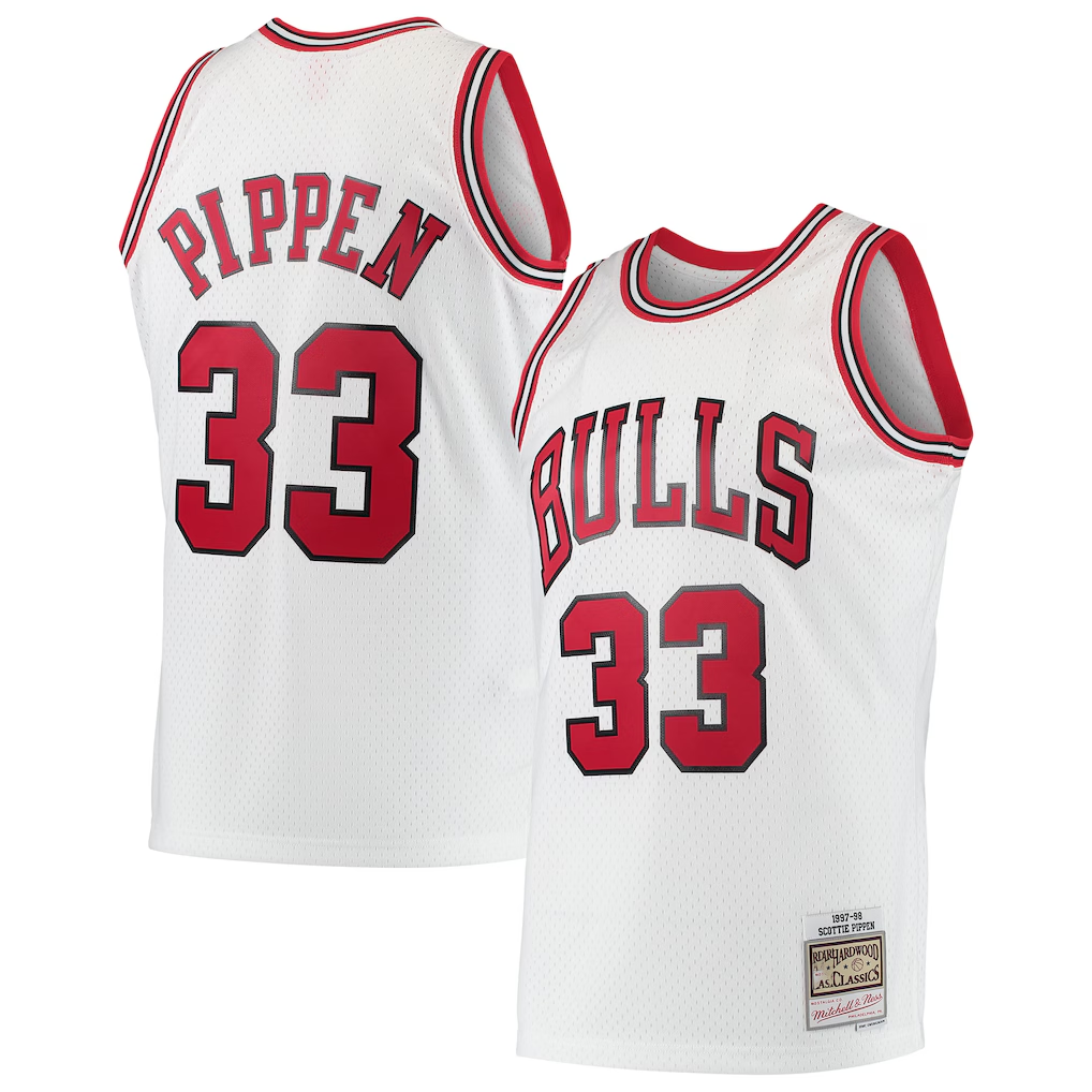 Punc C.Bulls #33 Scottie Pippen Mitchell & Ness White Hardwood Classics Swingman Jerseys