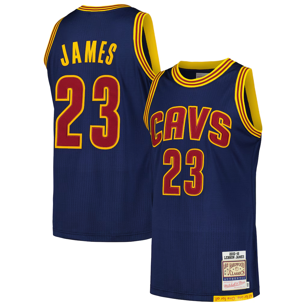Punc C.Cavaliers #23 LeBron James Mitchell & Ness Navy 201516 Hardwood Classics Authentic Jerseys
