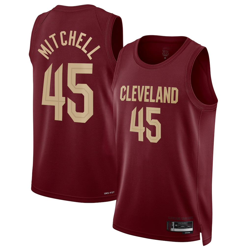 Punc C.Cavaliers #45 Donovan Mitchell Wine Swingman Jerseys - Icon Edition