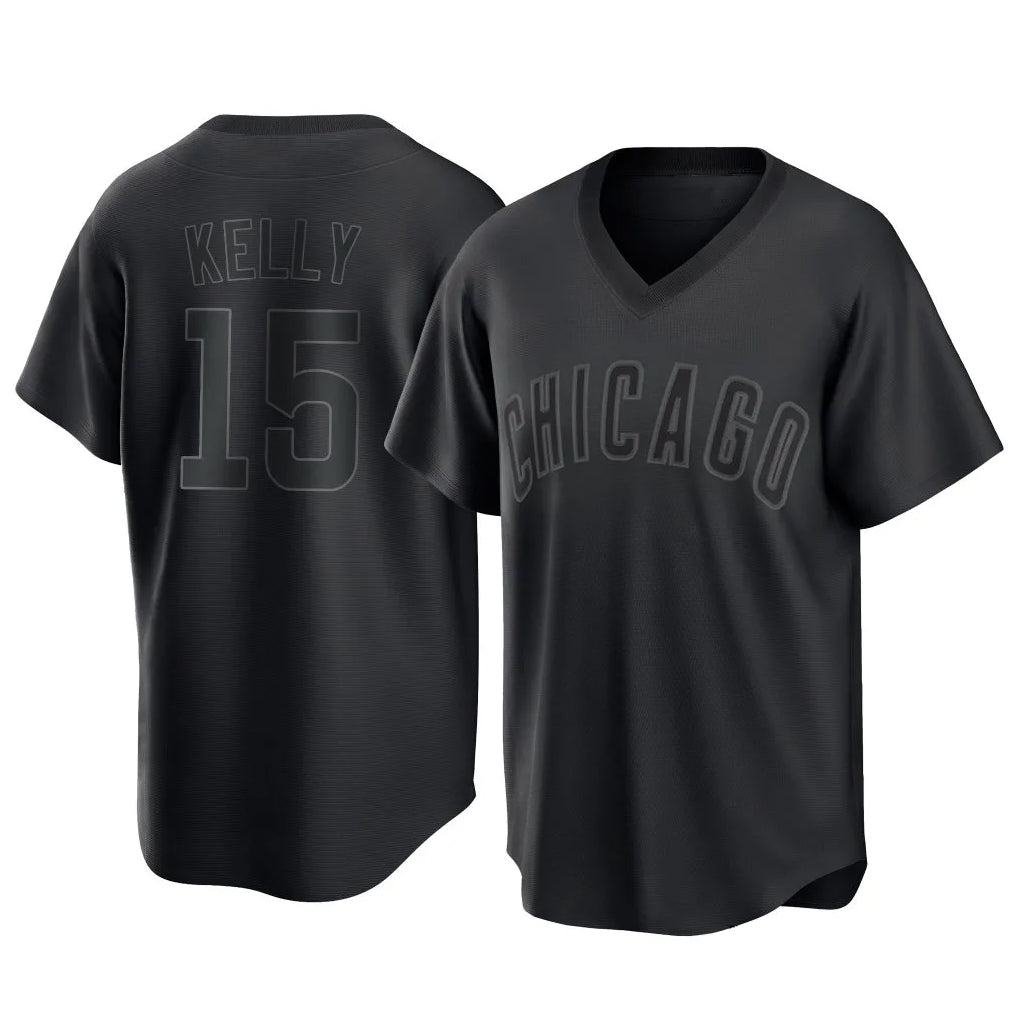Punc C.Cubs #15 Carson Kelly Player Black T-shirt Home Game Stitched Jerseys