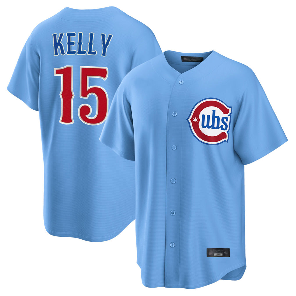 Punc C.Cubs #15 Carson Kelly Player Light Blue Home Game Stitched Jerseys
