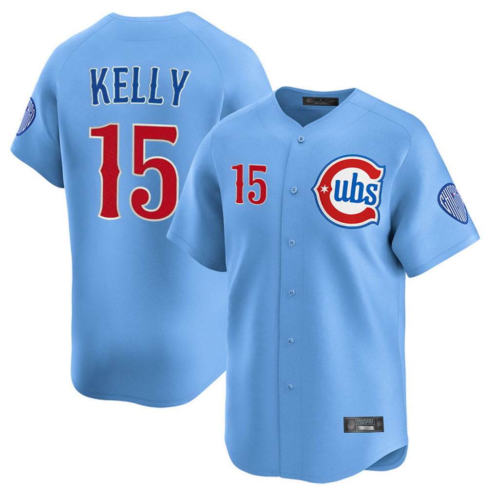 Punc C.Cubs #15 Carson Kelly Player Light Blue Limited Home Stitched Jerseys