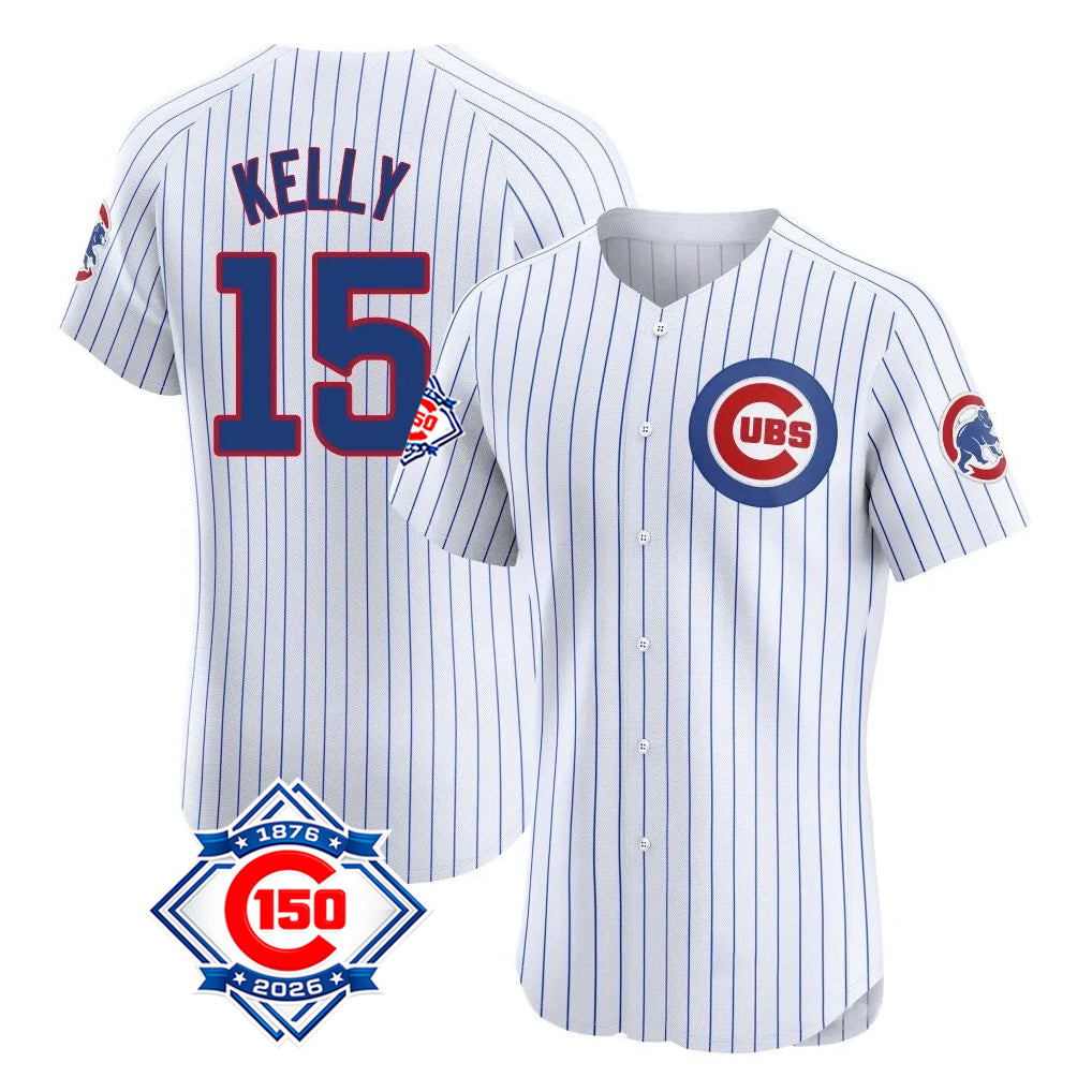 Punc C.Cubs #15 Carson Kelly Player White 150th Anniversary Limited Elite Home Game Stitched Jerseys