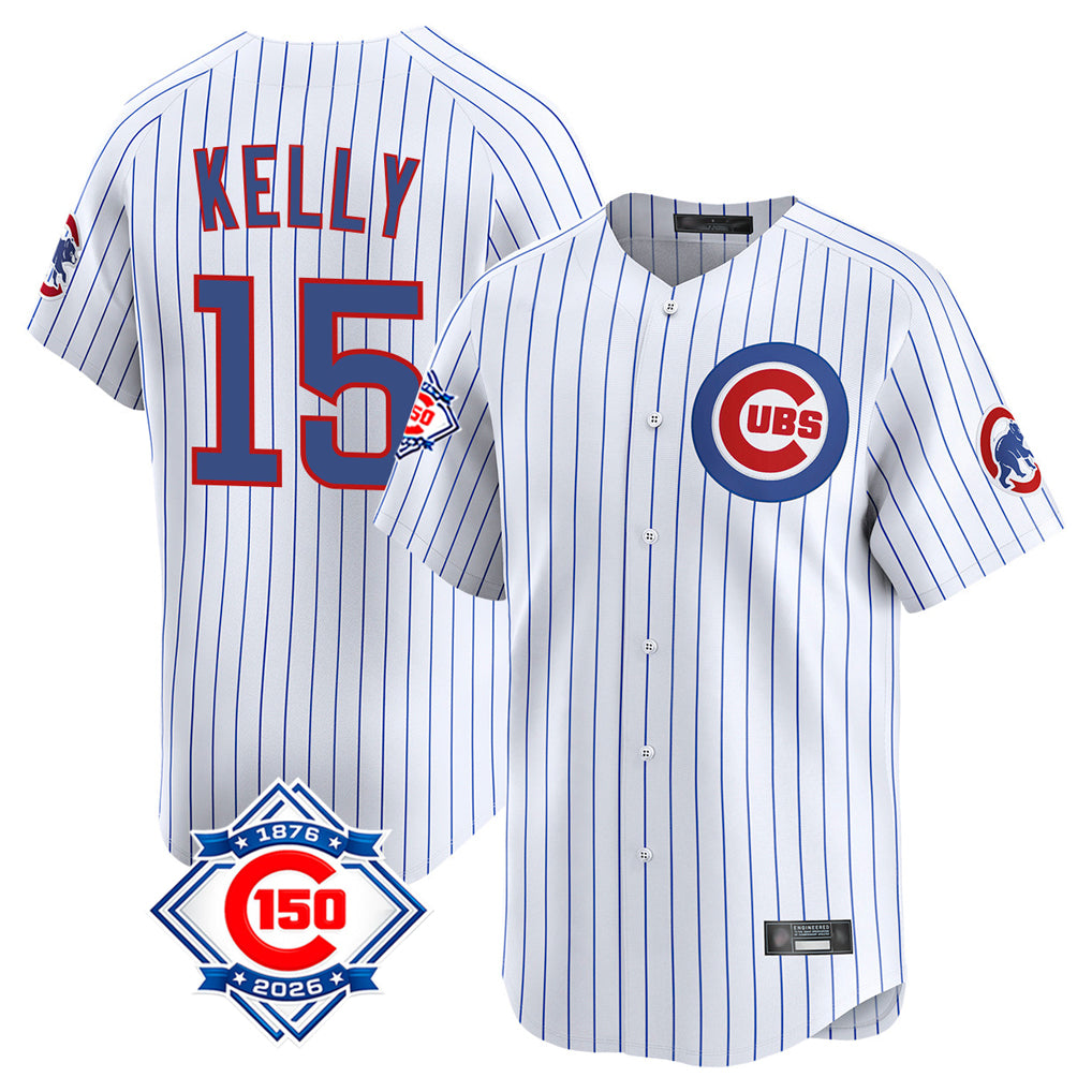 Punc C.Cubs #15 Carson Kelly Player White 150th Anniversary Limited Home Game Stitched Jerseys